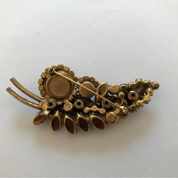 Juliana Rhinestone Brooch & Earrings, Floral Leaf Design, Fall Colors, Vintage - Picture 3 of 13